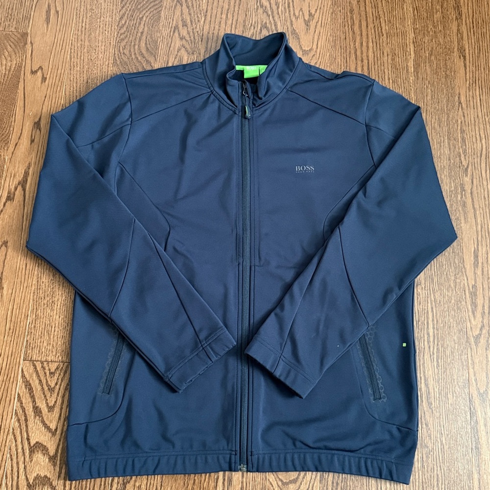 BOSS Men's Navy Lightweight Zip-Up Jacket